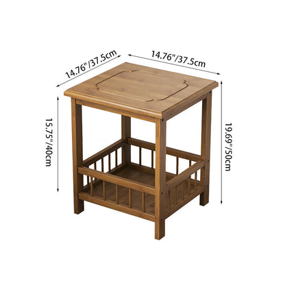 Traditional Chinese Square Rectangular MDF Nan Bamboo Nightstand 2/3-Tier For Bedroom