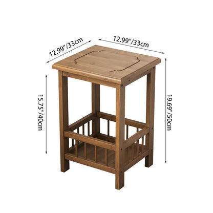 Traditional Chinese Square Rectangular MDF Nan Bamboo Nightstand 2/3-Tier For Bedroom