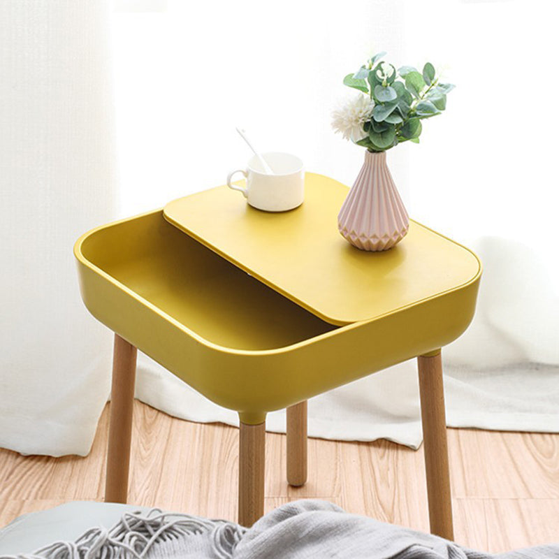 Modern Minimalist Square PP Beech Wood Removable End Table 1-Cabinet For Living Room