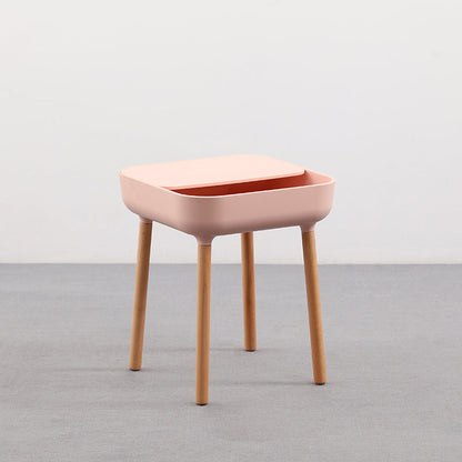 Modern Minimalist Square PP Beech Wood Removable End Table 1-Cabinet For Living Room