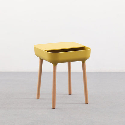 Modern Minimalist Square PP Beech Wood Removable End Table 1-Cabinet For Living Room
