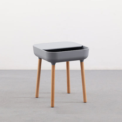 Modern Minimalist Square PP Beech Wood Removable End Table 1-Cabinet For Living Room