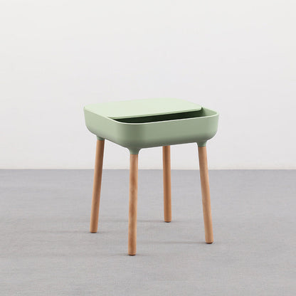 Modern Minimalist Square PP Beech Wood Removable End Table 1-Cabinet For Living Room