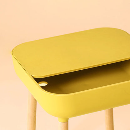 Modern Minimalist Square PP Beech Wood Removable End Table 1-Cabinet For Living Room