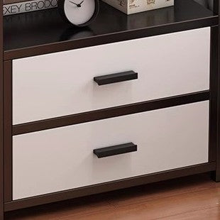 Modern Minimalist Square Rectangular MDF Steel Nightstand 2-Drawer For Bedroom