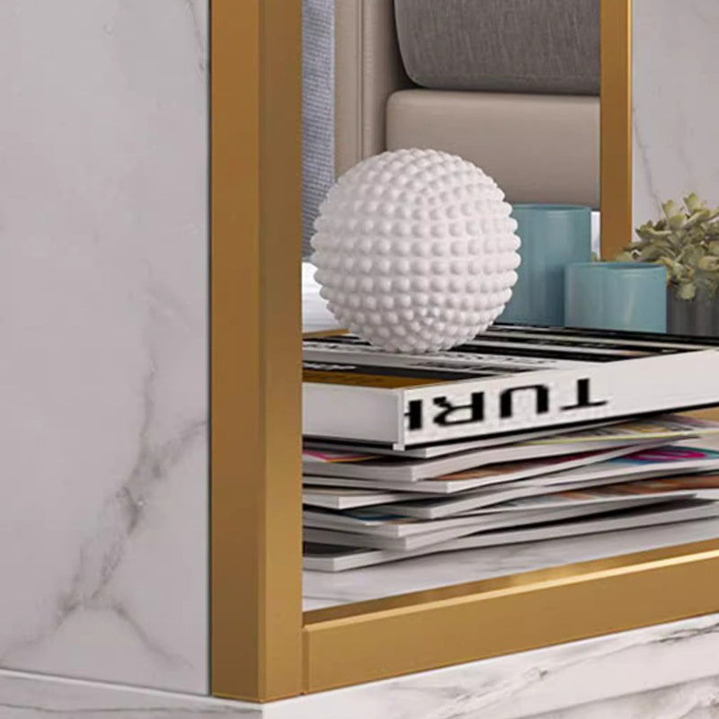 Modern Minimalist Rectangular MDF Iron Coffee Table 2/3-Tier For Living Room