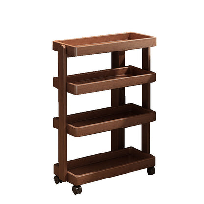 Modern Minimalist Rectangular Pine Wood Movable End Table 4-Tier For Living Room