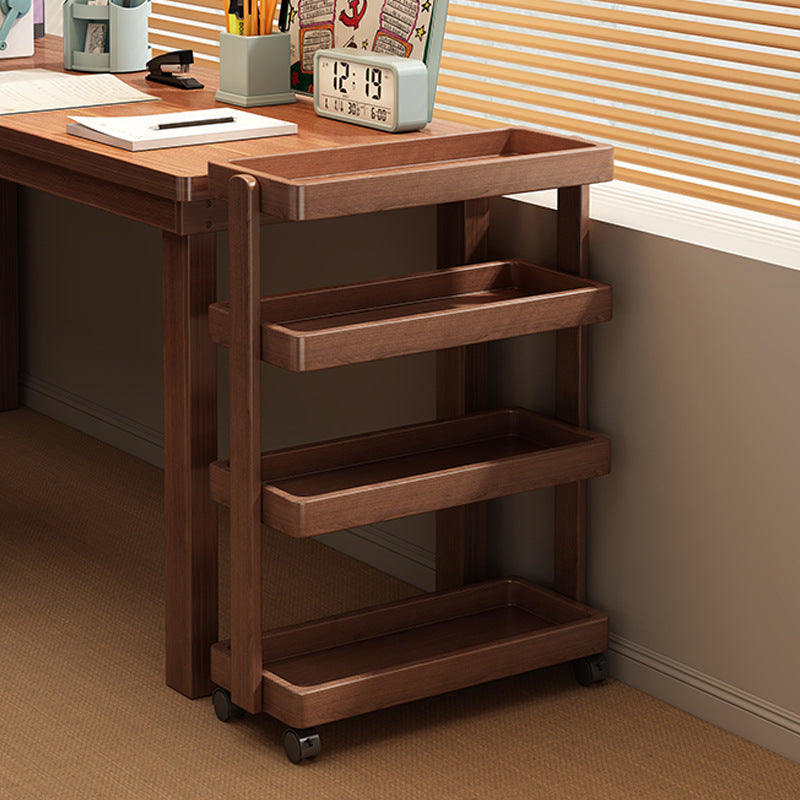 Modern Minimalist Rectangular Pine Wood Movable End Table 4-Tier For Living Room