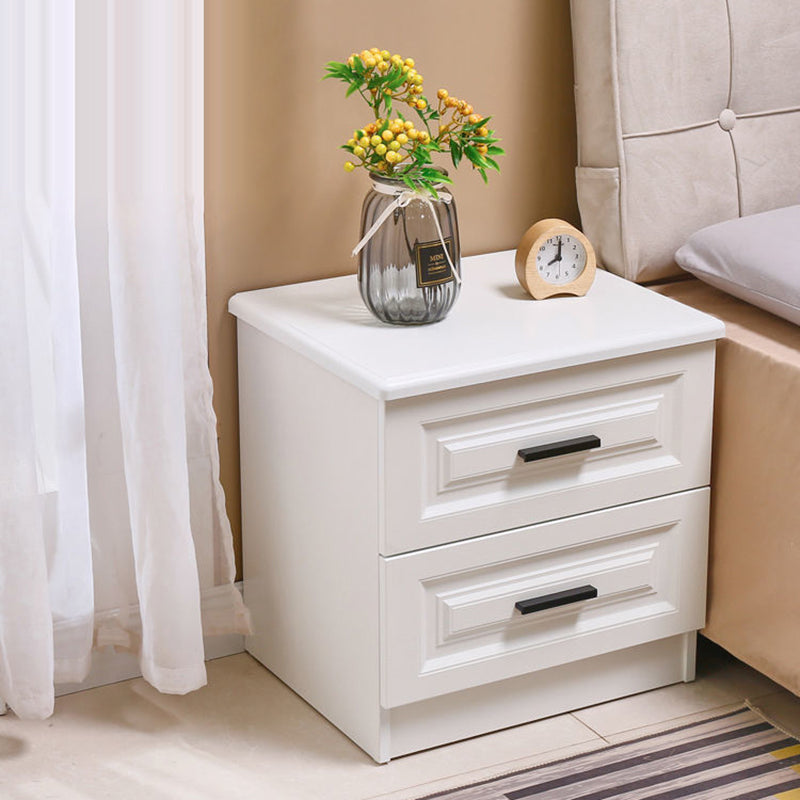 Contemporary Nordic Square Rectangular MDF Pine Wood Nightstand 2/3-Drawer For Bedroom