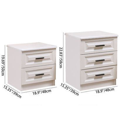 Contemporary Nordic Square Rectangular MDF Pine Wood Nightstand 2/3-Drawer For Bedroom