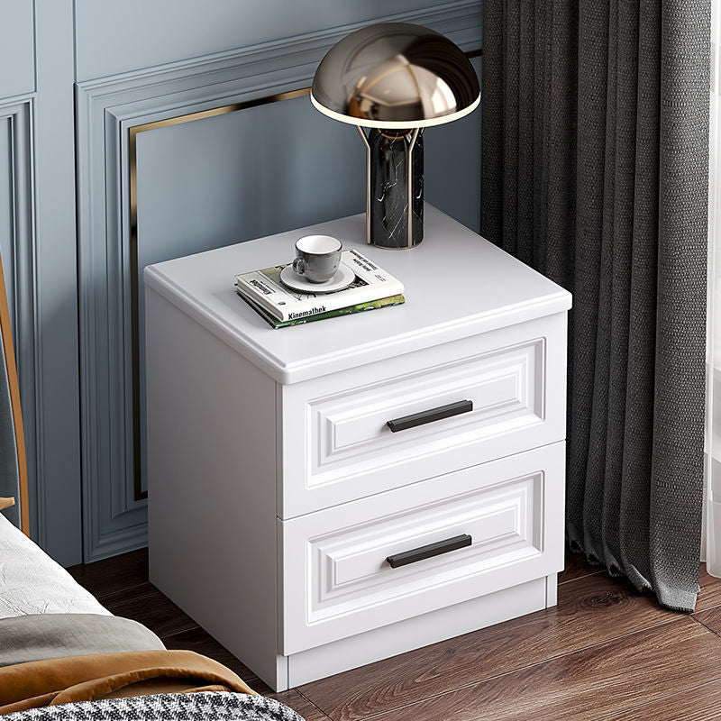 Contemporary Nordic Square Rectangular MDF Pine Wood Nightstand 2/3-Drawer For Bedroom