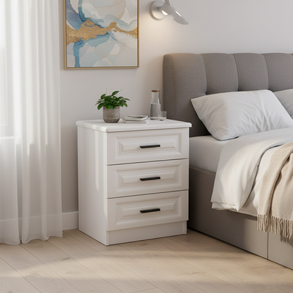 Contemporary Nordic Square Rectangular MDF Pine Wood Nightstand 2/3-Drawer For Bedroom