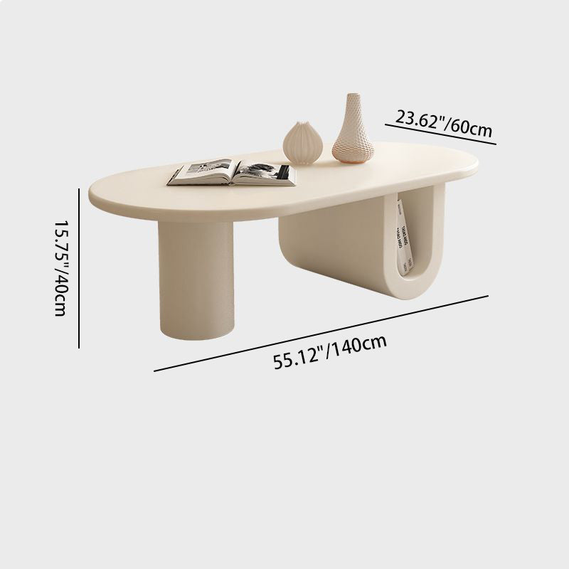 Modern Minimalist Ellipse MDF U-shaped Leg Coffee Table 1-Cabinet For Living Room