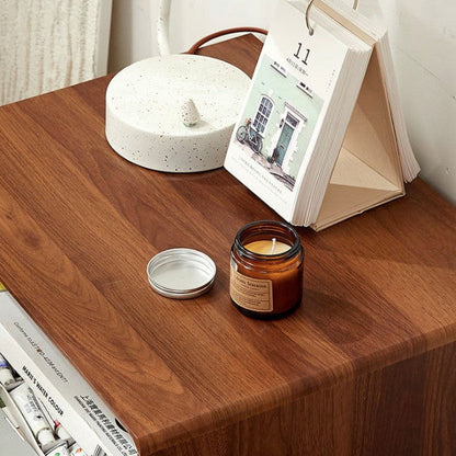 Contemporary Nordic Square Rectangular MDF Solid Wood Iron Nightstand 2-Drawer For Bedroom