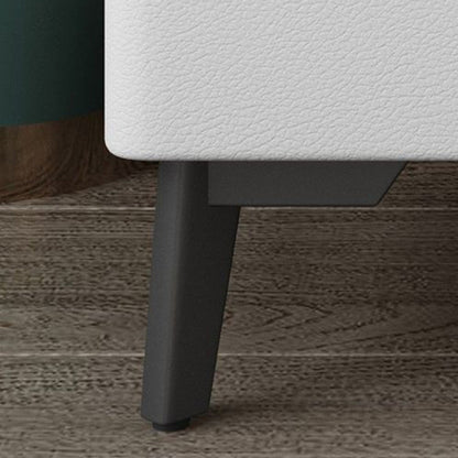 Modern Minimalist Square Rectangular Cat Scratch Leather Pine Wood Carbon Steel Nightstand 2-Drawer For Bedroom
