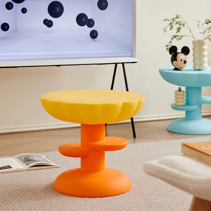 Modern Minimalist Round PE Plastic Flower Coffee Table 3-Tier For Living Room