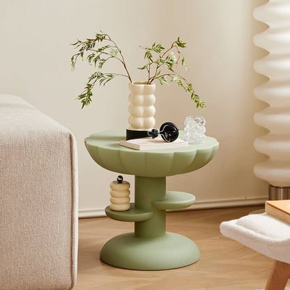Modern Minimalist Round PE Plastic Flower Coffee Table 3-Tier For Living Room