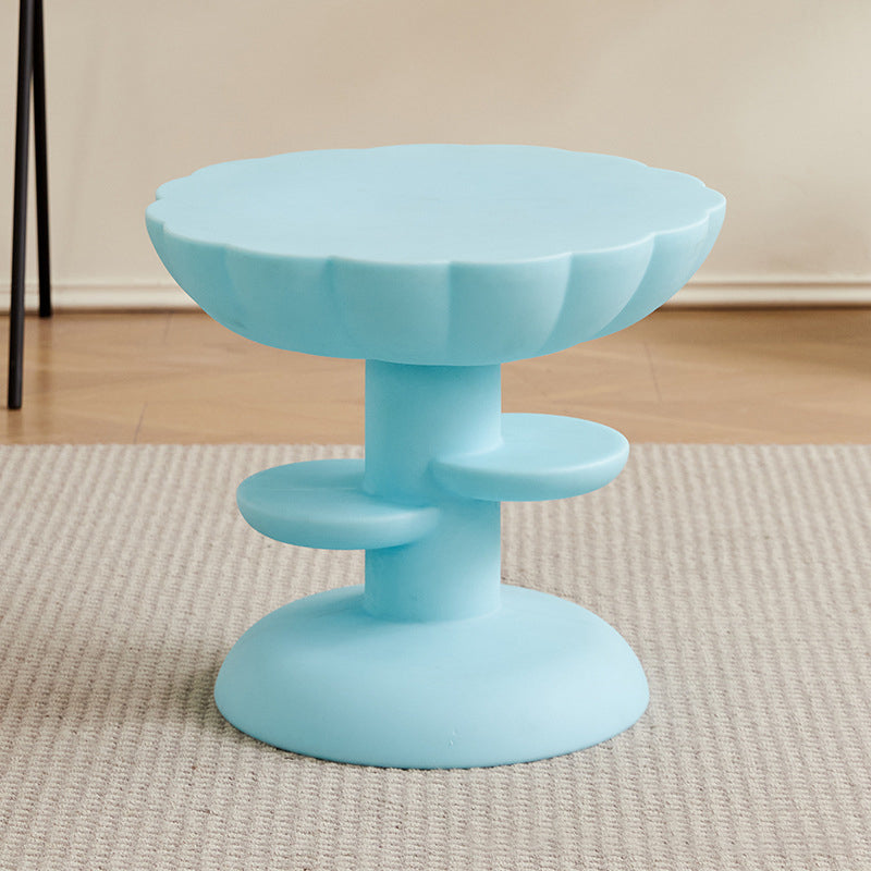 Modern Minimalist Round PE Plastic Flower Coffee Table 3-Tier For Living Room