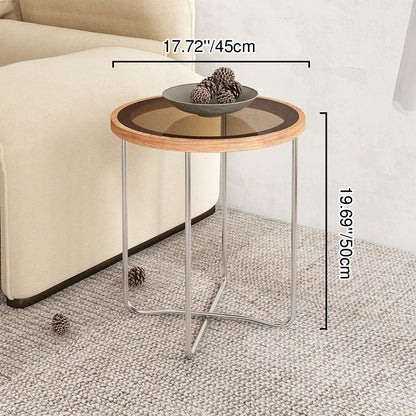 Modern Minimalist Round Tempered Glass MDF Iron Coffee Table For Living Room
