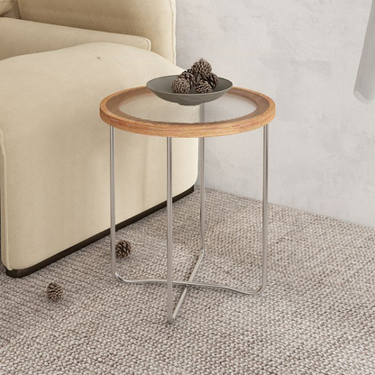 Modern Minimalist Round Tempered Glass MDF Iron Coffee Table For Living Room