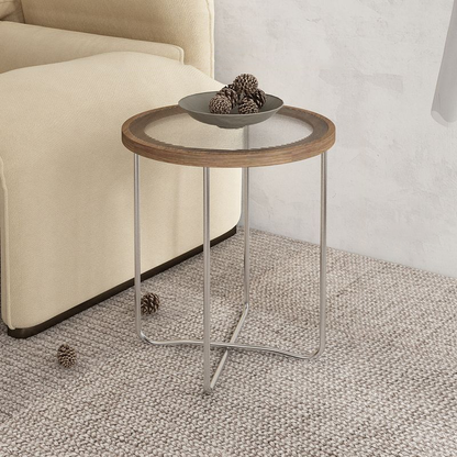 Modern Minimalist Round Tempered Glass MDF Iron Coffee Table For Living Room