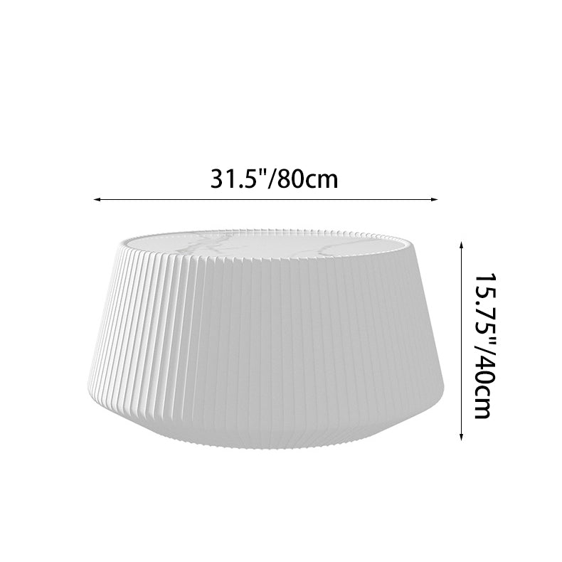 Modern Minimalist Round Stone Slab PU Leather Solid Wood Coffee Table For Living Room