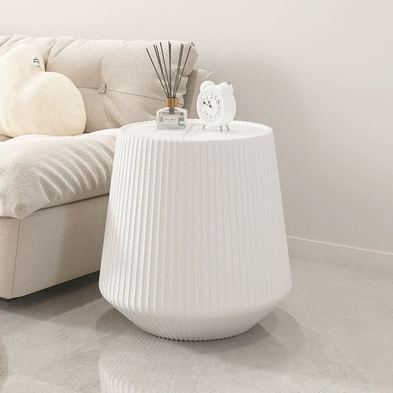 Modern Minimalist Round Stone Slab PU Leather Solid Wood Coffee Table For Living Room