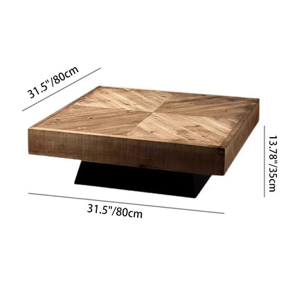 Contemporary Retro Square Pine Wood Coffee Table For Living Room