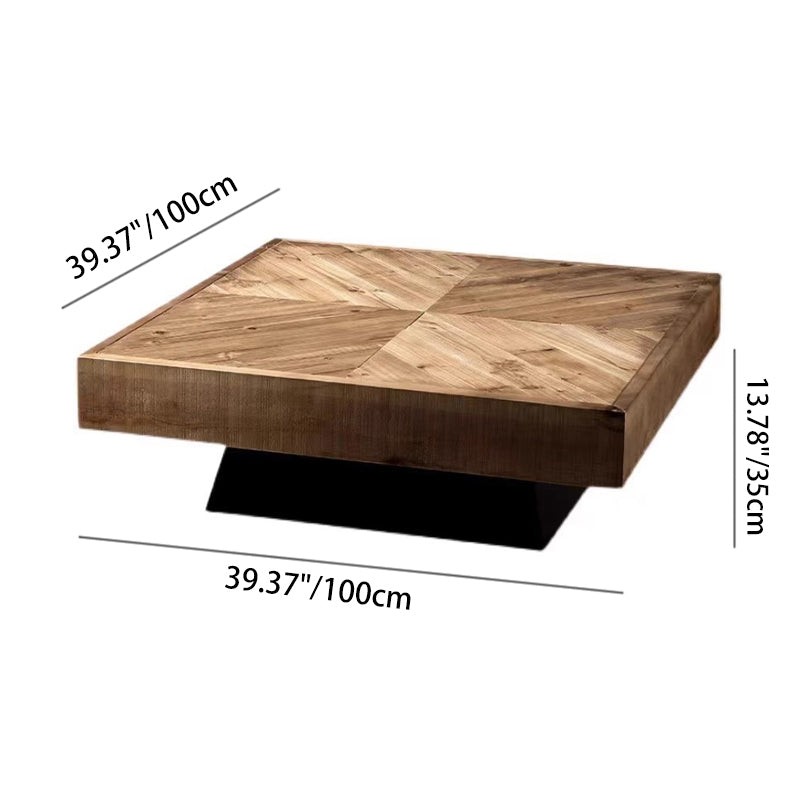 Contemporary Retro Square Pine Wood Coffee Table For Living Room