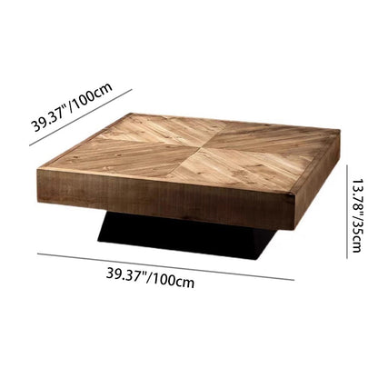 Contemporary Retro Square Pine Wood Coffee Table For Living Room