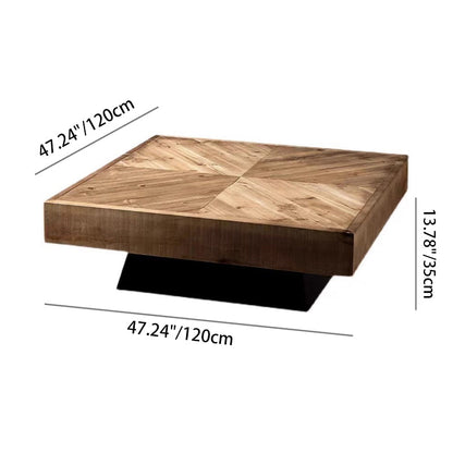 Contemporary Retro Square Pine Wood Coffee Table For Living Room