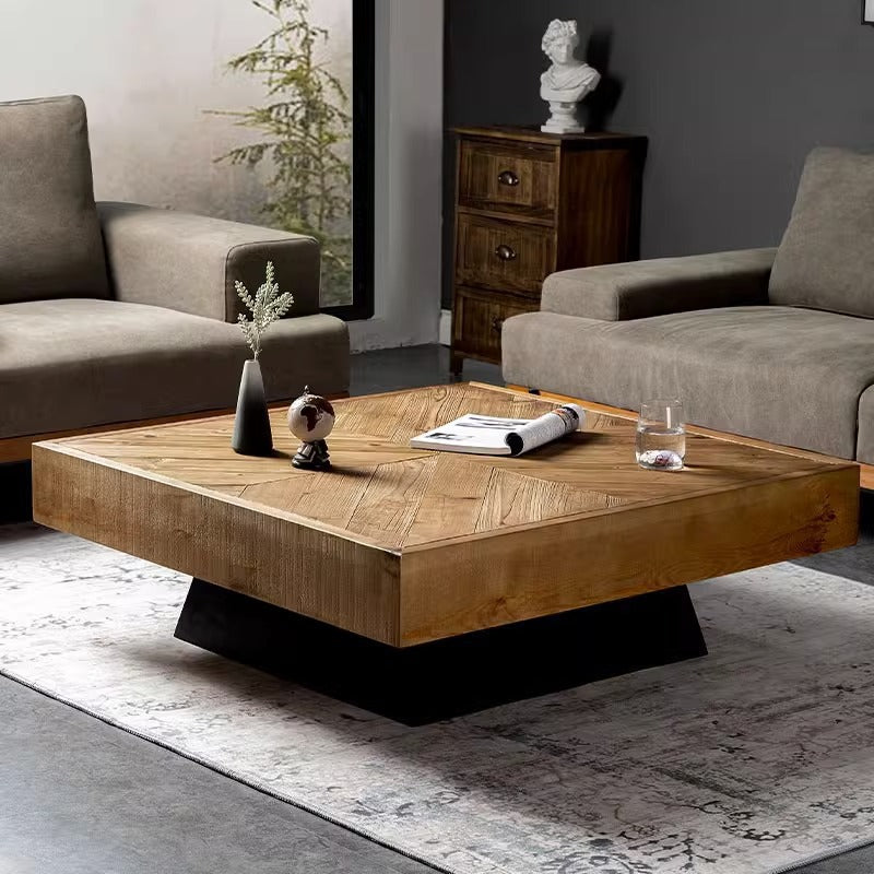 Contemporary Retro Square Pine Wood Coffee Table For Living Room
