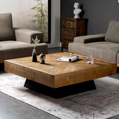 Contemporary Retro Square Pine Wood Coffee Table For Living Room