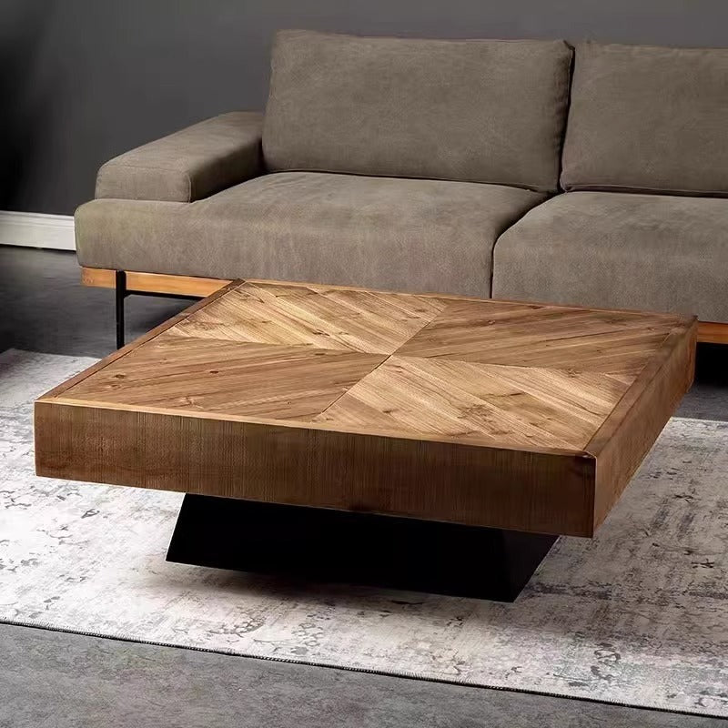 Contemporary Retro Square Pine Wood Coffee Table For Living Room