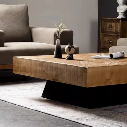Contemporary Retro Square Pine Wood Coffee Table For Living Room