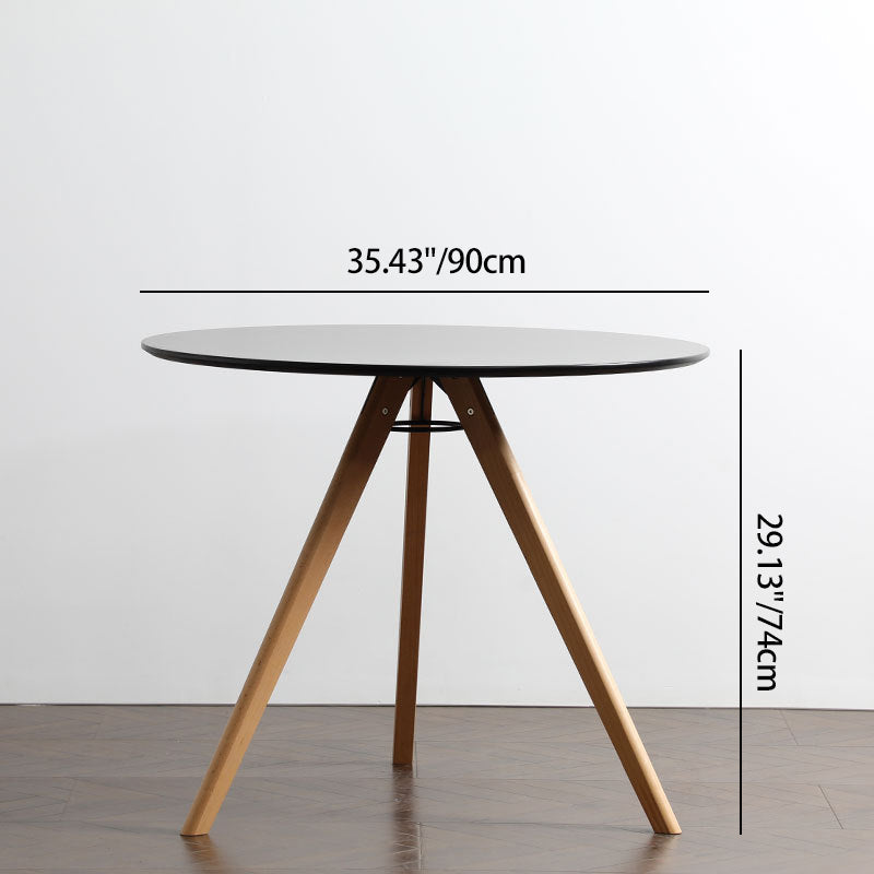 Modern Minimalist Round MDF Beech Wood Dining Table For 3-4 Seats