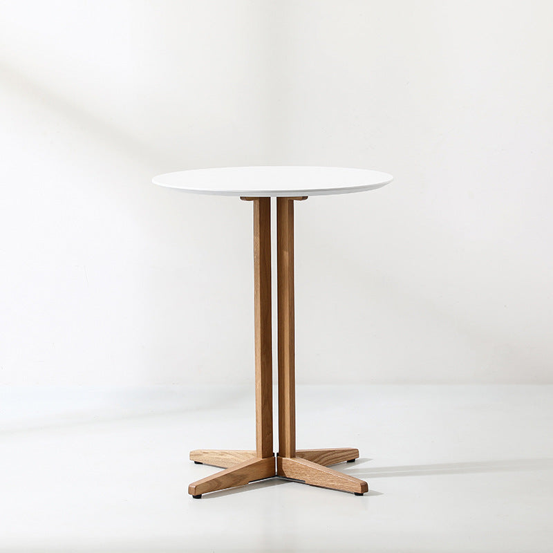 Contemporary Nordic Round MDF Oak Wood Dining Table For 2-3 Seats