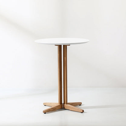 Contemporary Nordic Round MDF Oak Wood Dining Table For 2-3 Seats