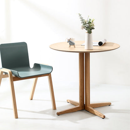 Contemporary Nordic Round MDF Oak Wood Dining Table For 2-3 Seats