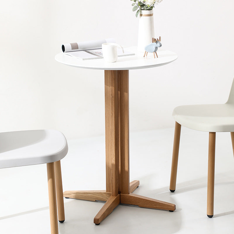 Contemporary Nordic Round MDF Oak Wood Dining Table For 2-3 Seats