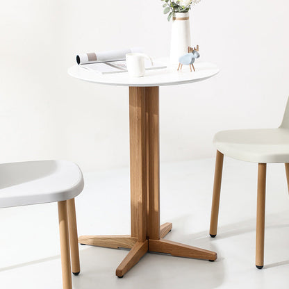 Contemporary Nordic Round MDF Oak Wood Dining Table For 2-3 Seats