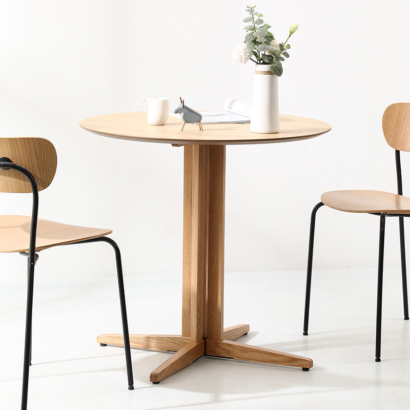 Contemporary Nordic Round MDF Oak Wood Dining Table For 2-3 Seats