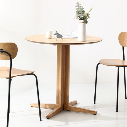 Contemporary Nordic Round MDF Oak Wood Dining Table For 2-3 Seats