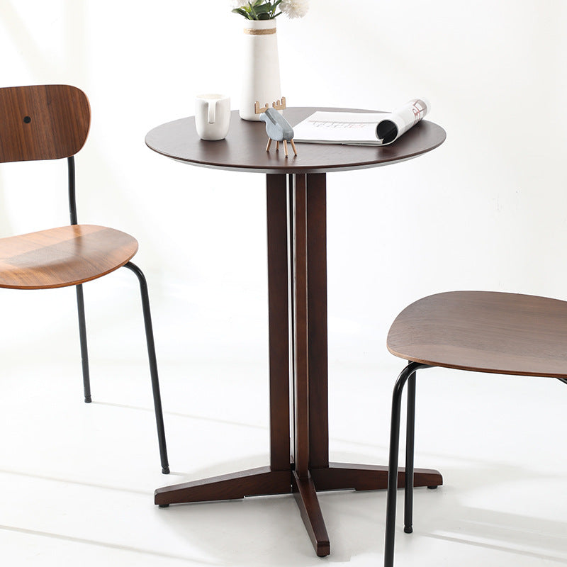 Contemporary Nordic Round MDF Oak Wood Dining Table For 2-3 Seats