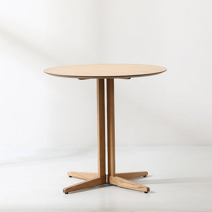 Contemporary Nordic Round MDF Oak Wood Dining Table For 2-3 Seats