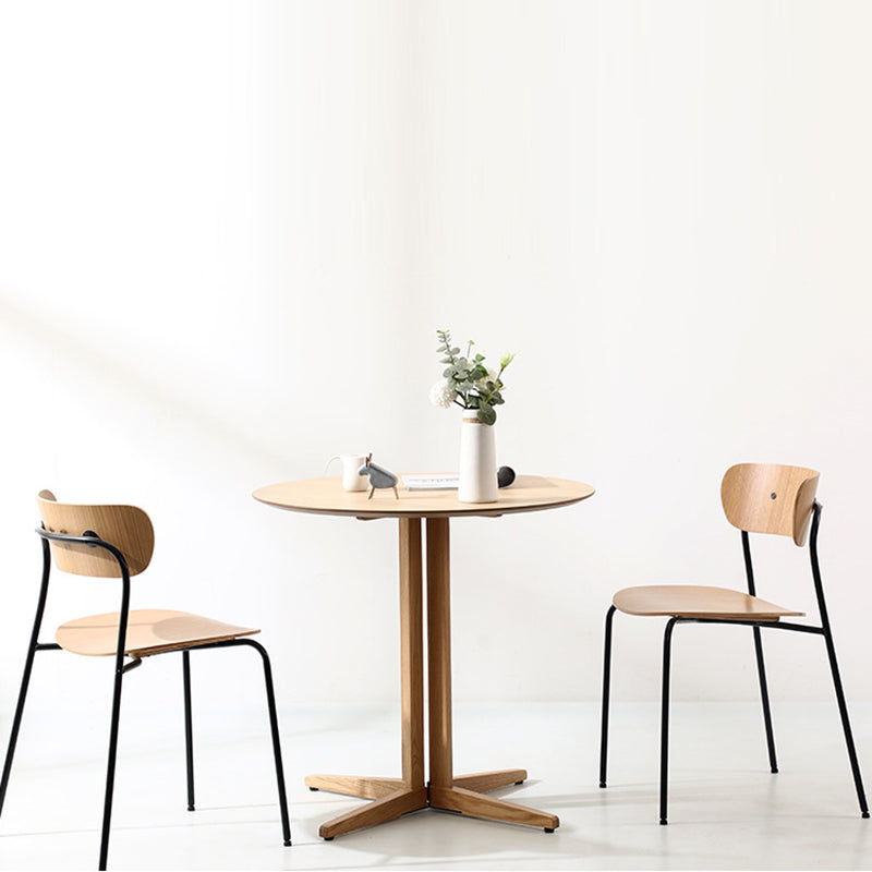 Contemporary Nordic Round MDF Oak Wood Dining Table For 2-3 Seats