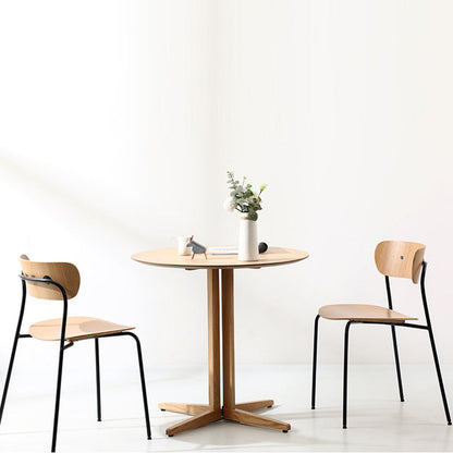 Contemporary Nordic Round MDF Oak Wood Dining Table For 2-3 Seats