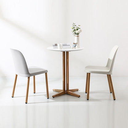 Contemporary Nordic Round MDF Oak Wood Dining Table For 2-3 Seats