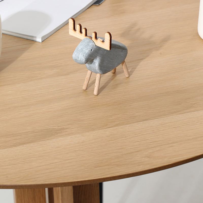 Contemporary Nordic Round MDF Oak Wood Dining Table For 2-3 Seats