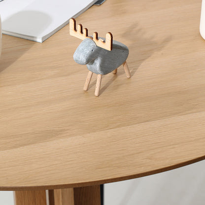 Contemporary Nordic Round MDF Oak Wood Dining Table For 2-3 Seats
